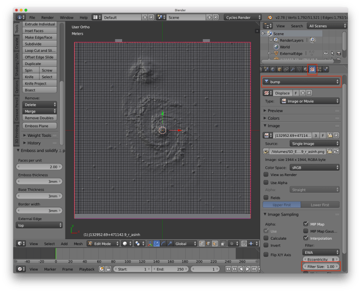 A screenshot of the blender user interface. There are red rectangles around the buttons for adding smoothing to the image texture.