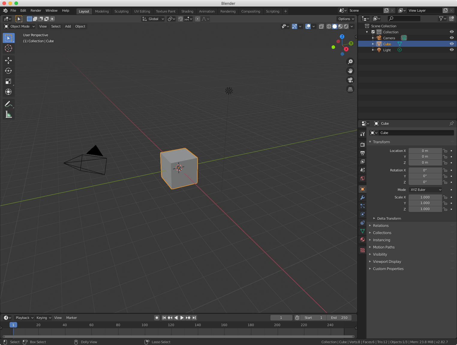 The default Blender user interface.