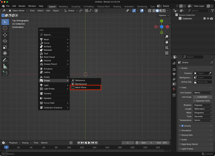 Blender's file selection window. A red box is drawn around the Height option.